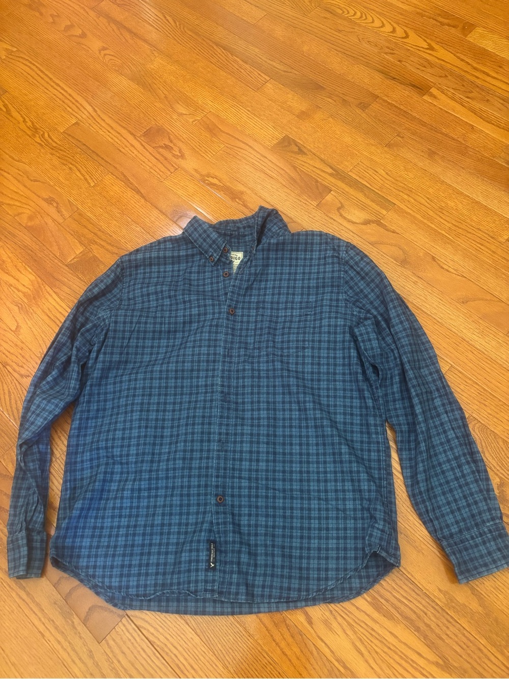 Indigo Men's Blue Plaid Casual Button-Down Shirt